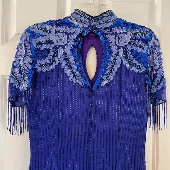 Stunning Beaded and Sequined Gown 100% Silk Size 14 - Picture 7 of 14